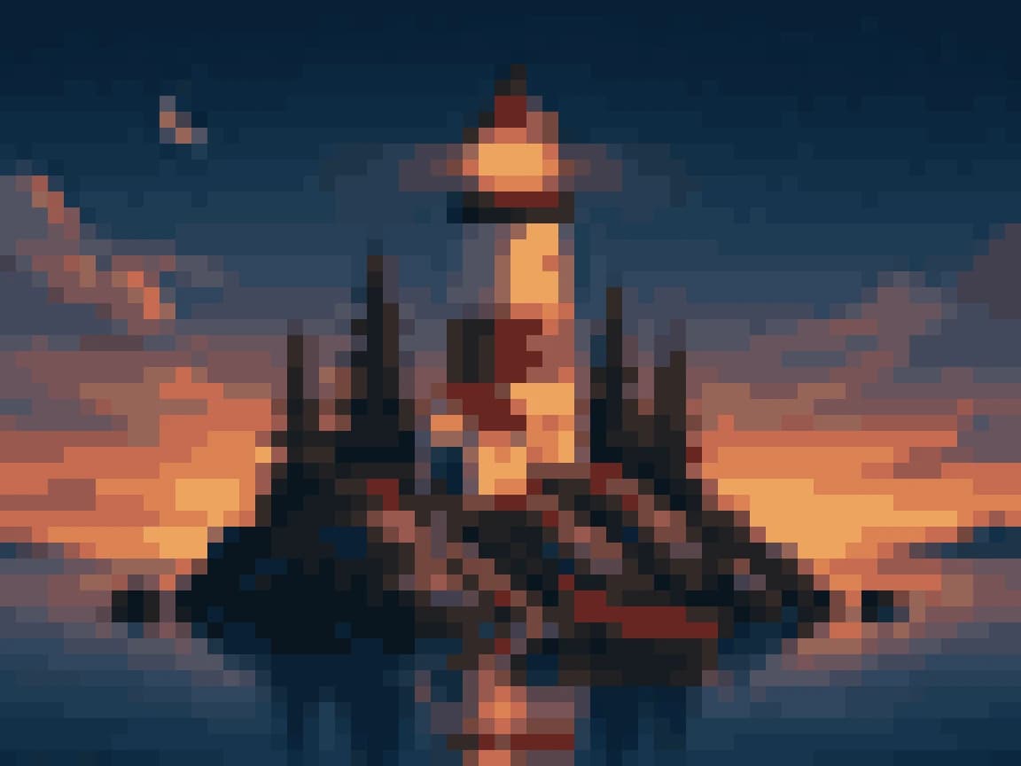 Lighthouse converted to a 64 px Wplace pixel art preview
