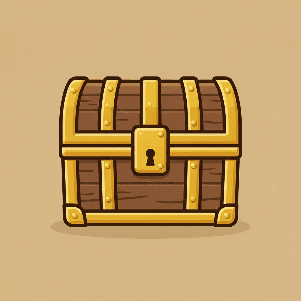 Flat game treasure chest icon uploaded for mesh conversion
