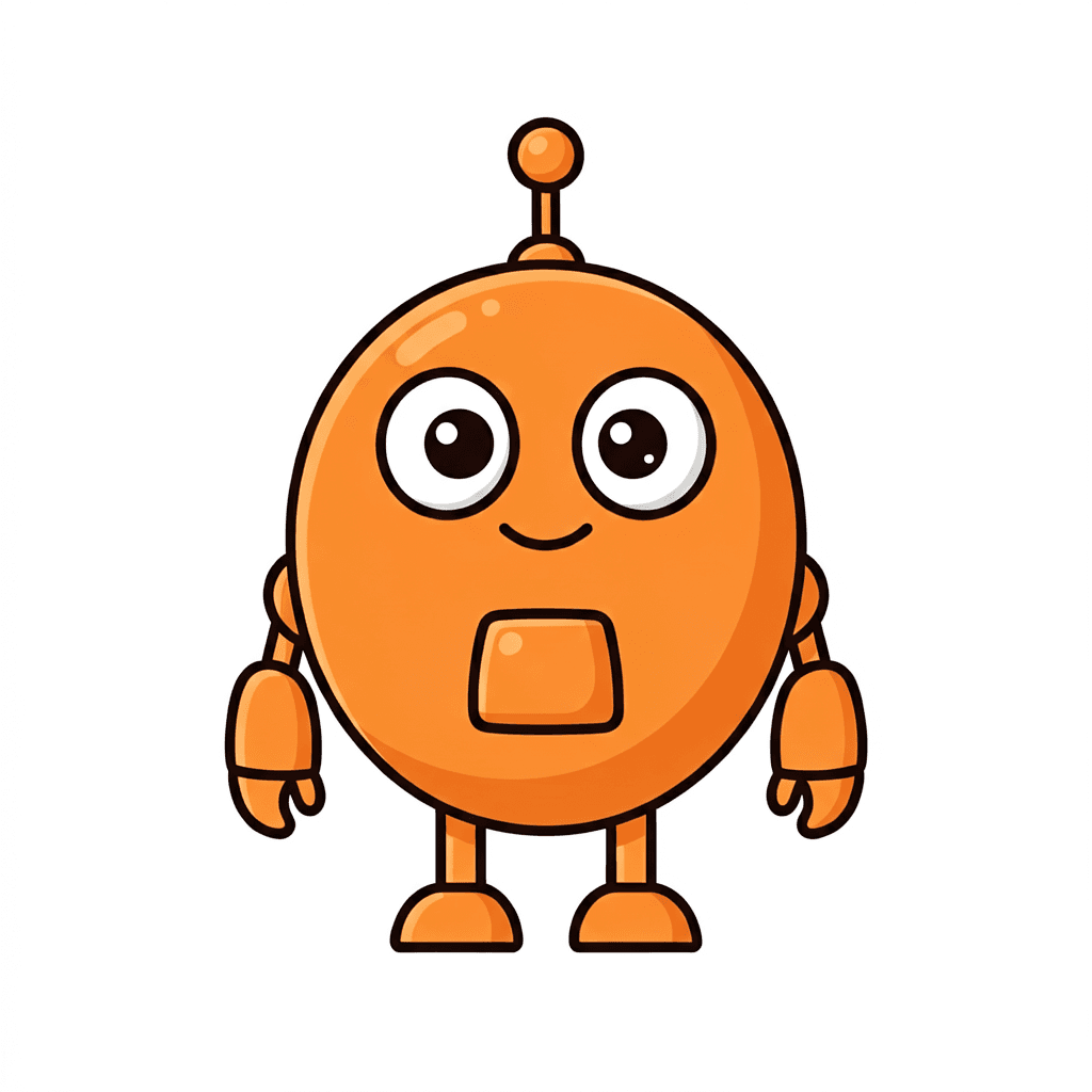 Flat 2D cartoon robot drawing before conversion