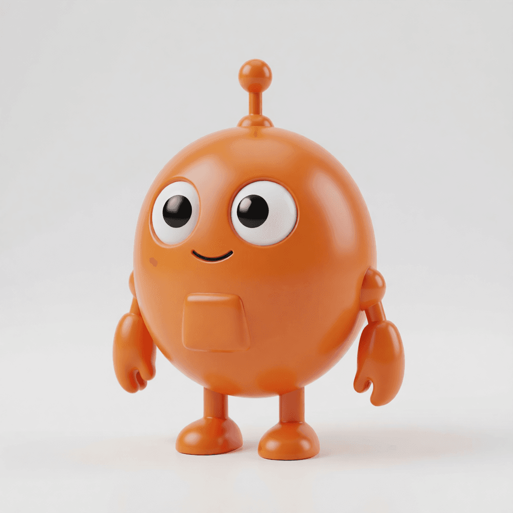 Same robot as a glossy 3D figurine render after 2D to 3D AI