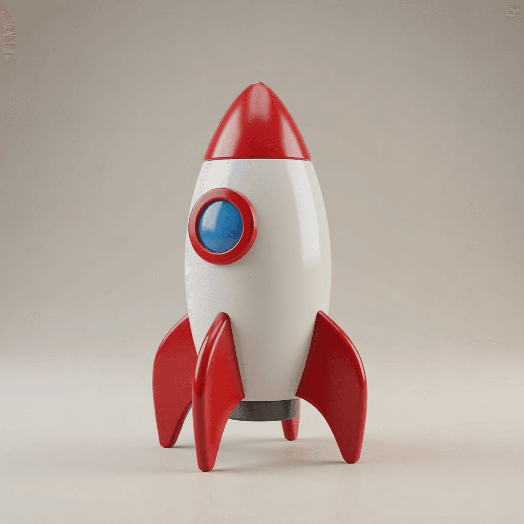 Dimensional toy rocket render used as Pixal3D input