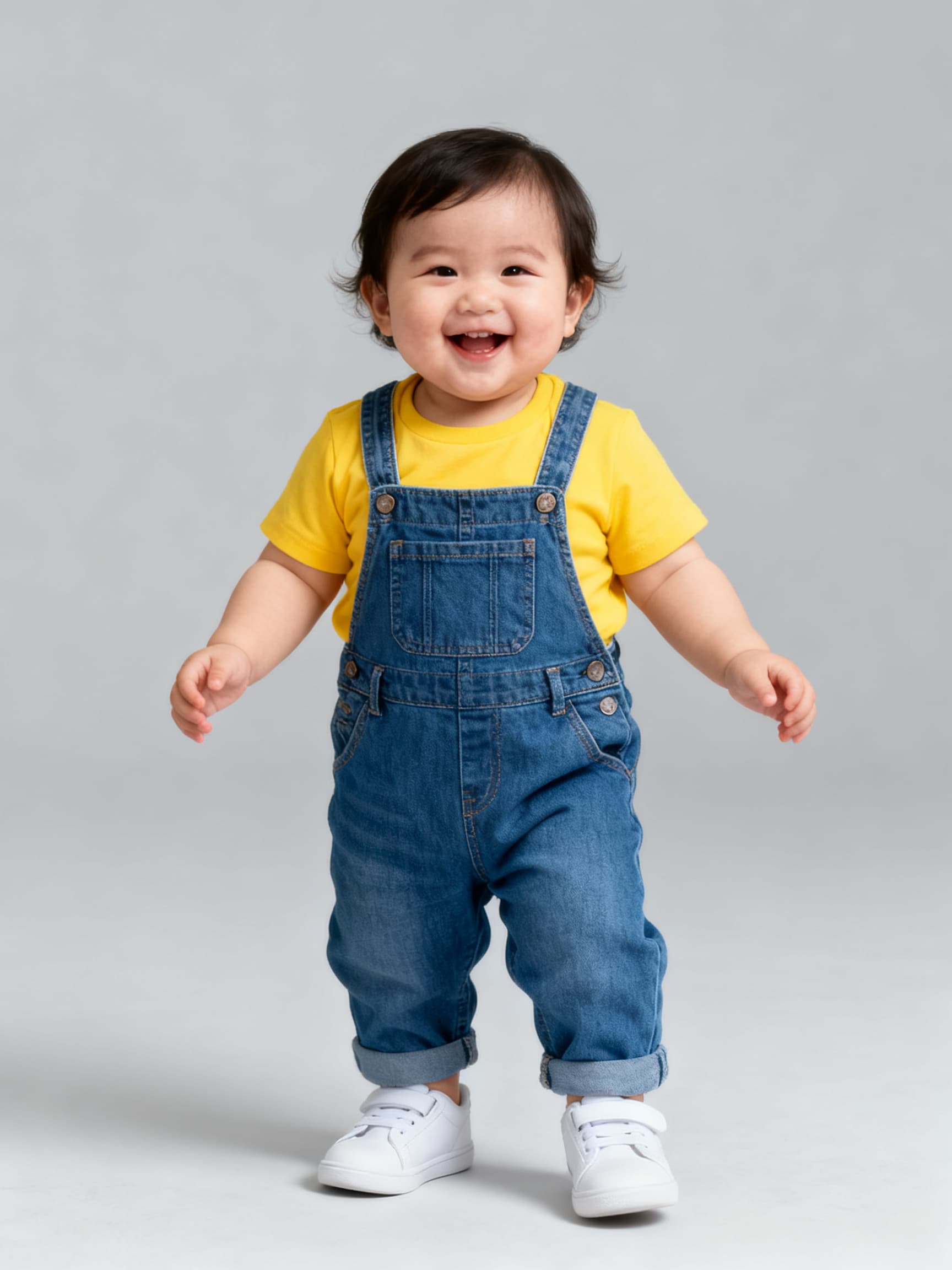Input photo for AI Baby Dance: a full-body baby portrait on a plain background