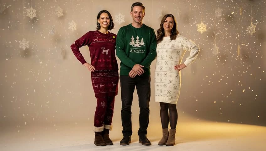 Frame from an AI snow globe Christmas dance video