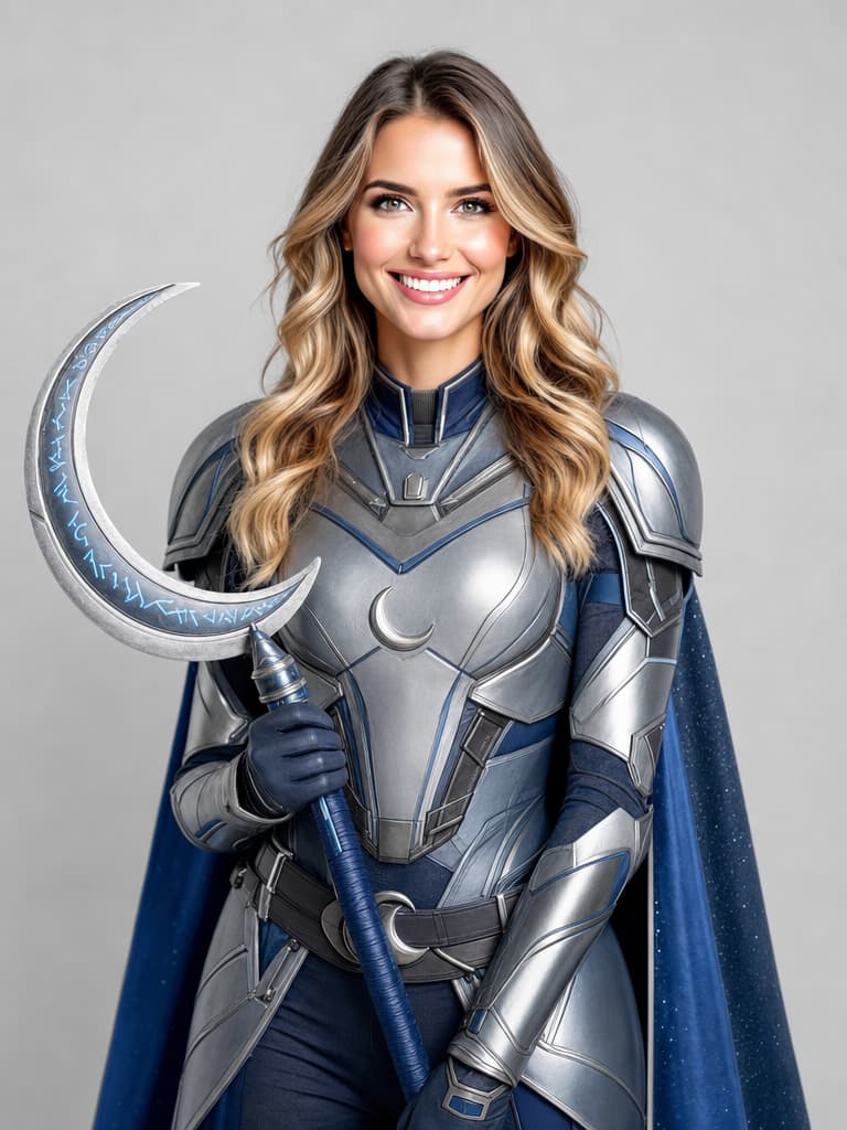 Same fictional adult in an original lunar ranger cosplay