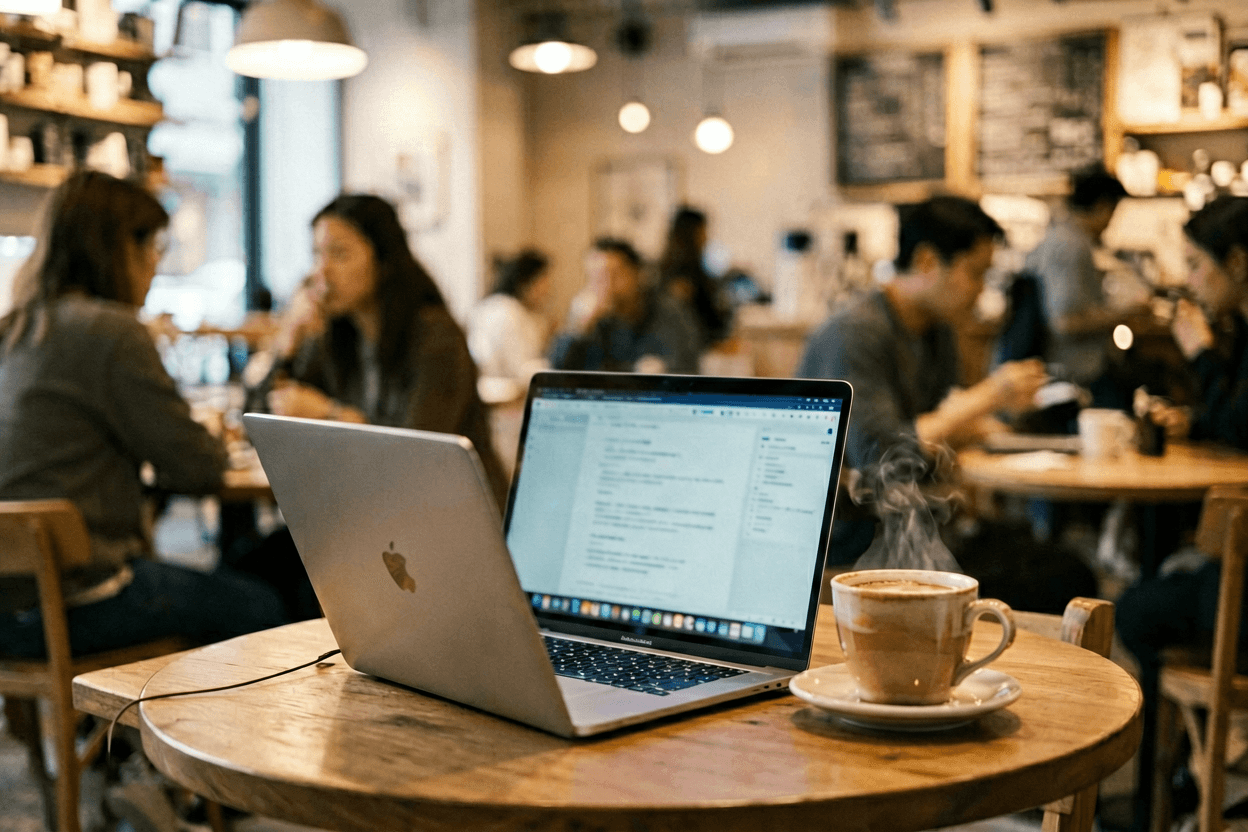 Cafe recording environment for voice cleanup testing