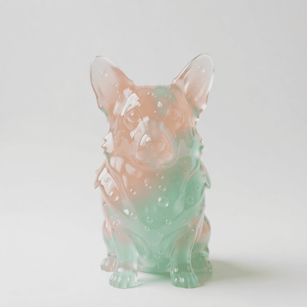 After: glossy translucent jelly art version of the same pet