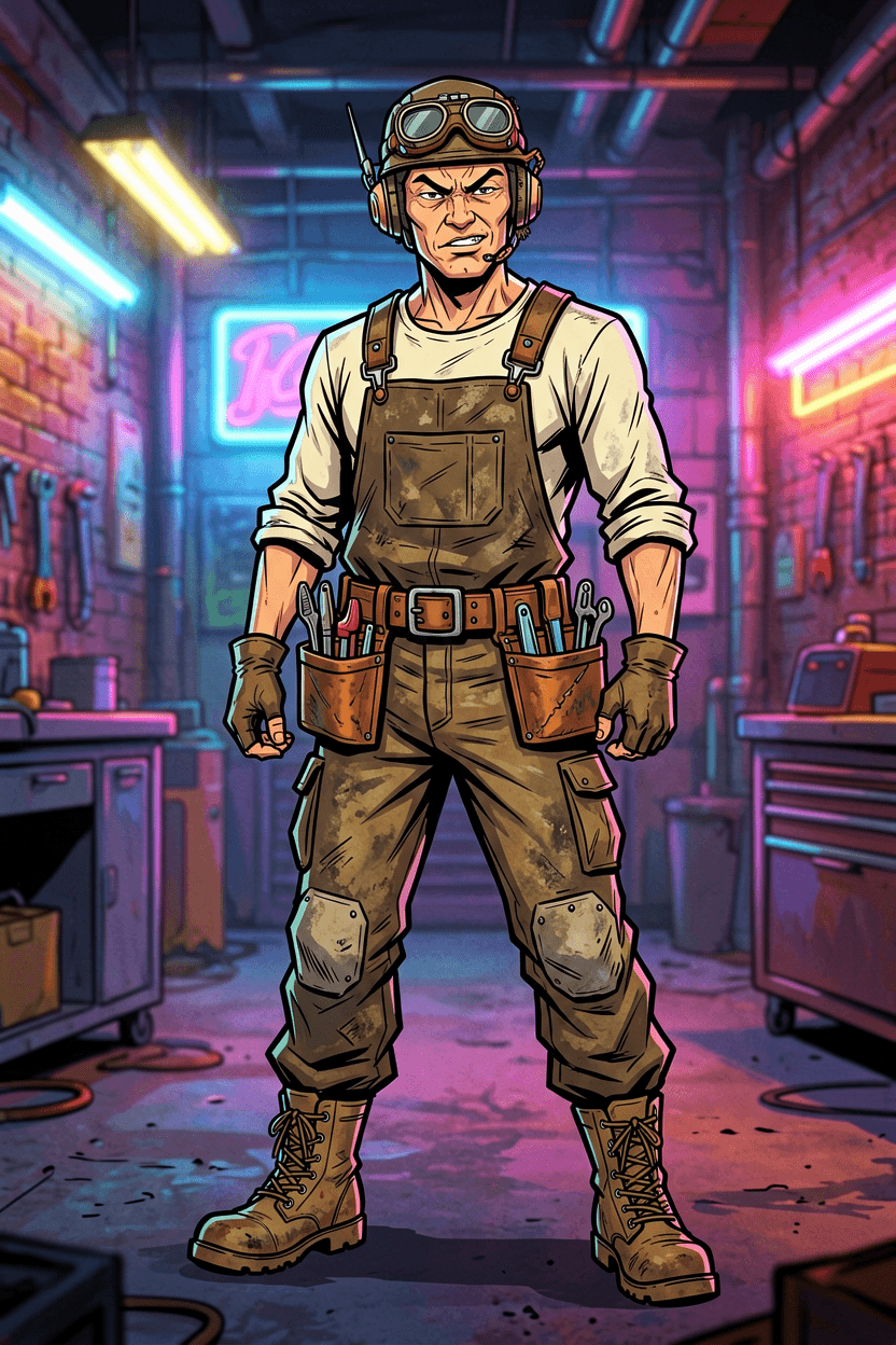 Punk mechanic original character drawing prompt