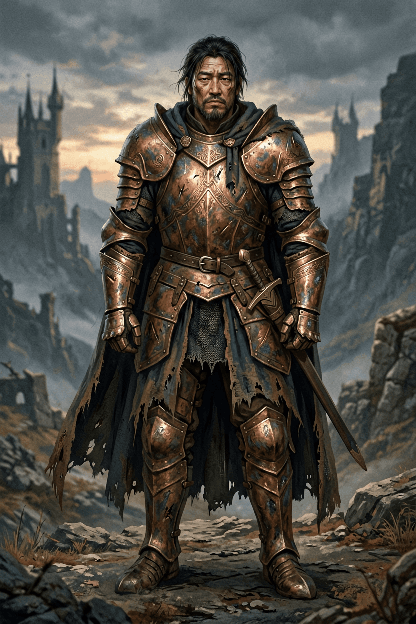 Wandering knight original character drawing prompt