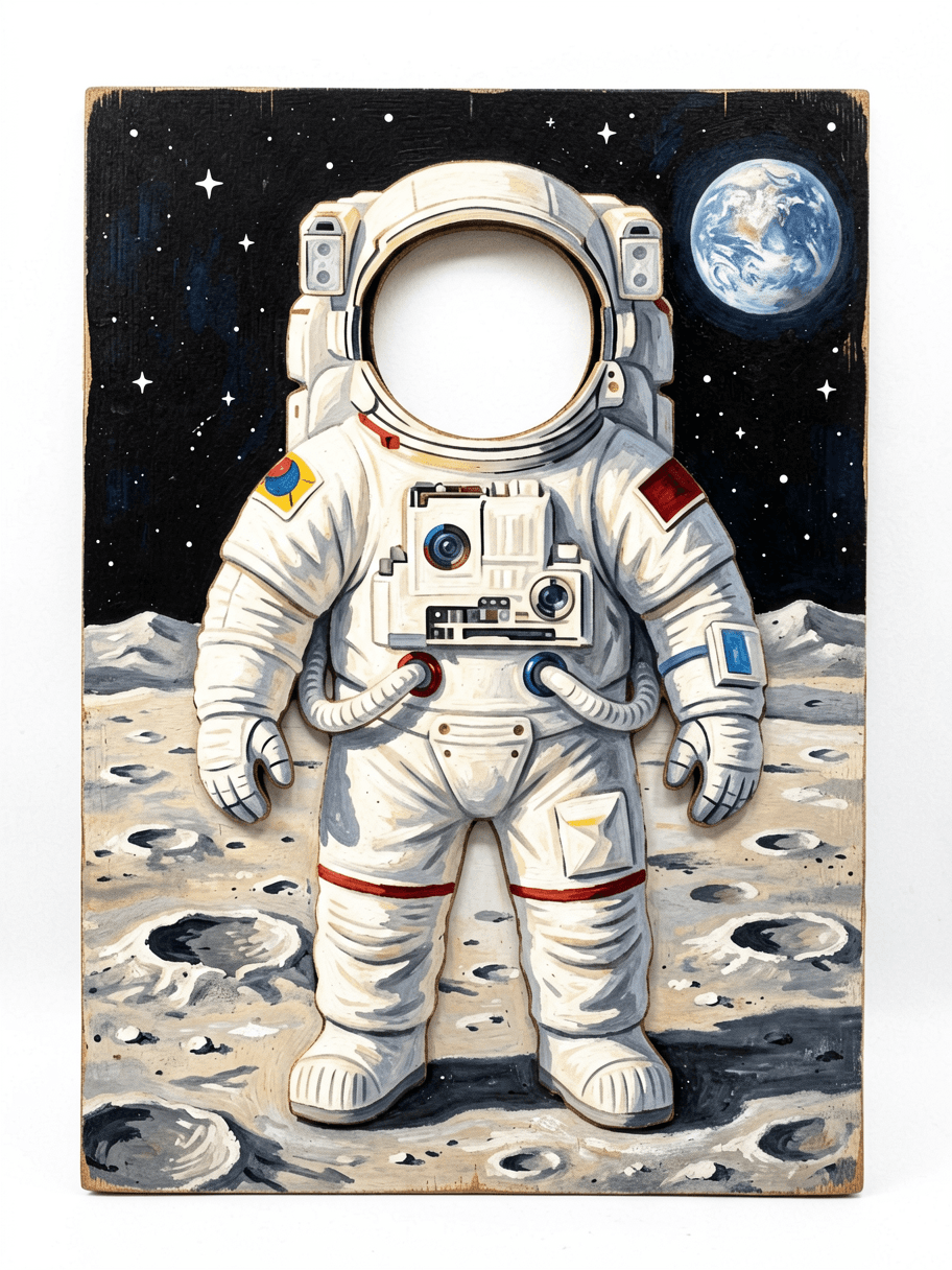Face in hole template: Astronaut on the moon