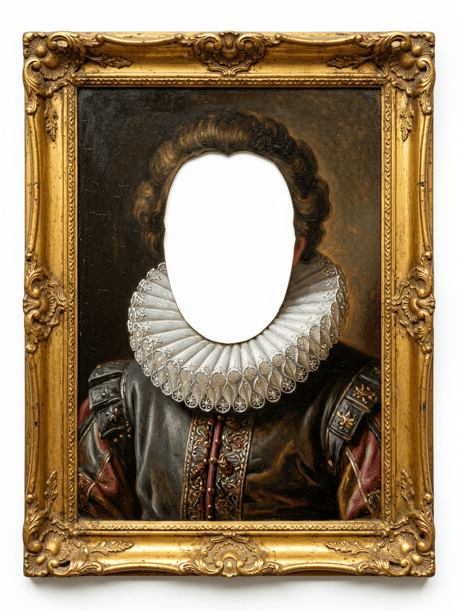 Face in hole template: Renaissance portrait