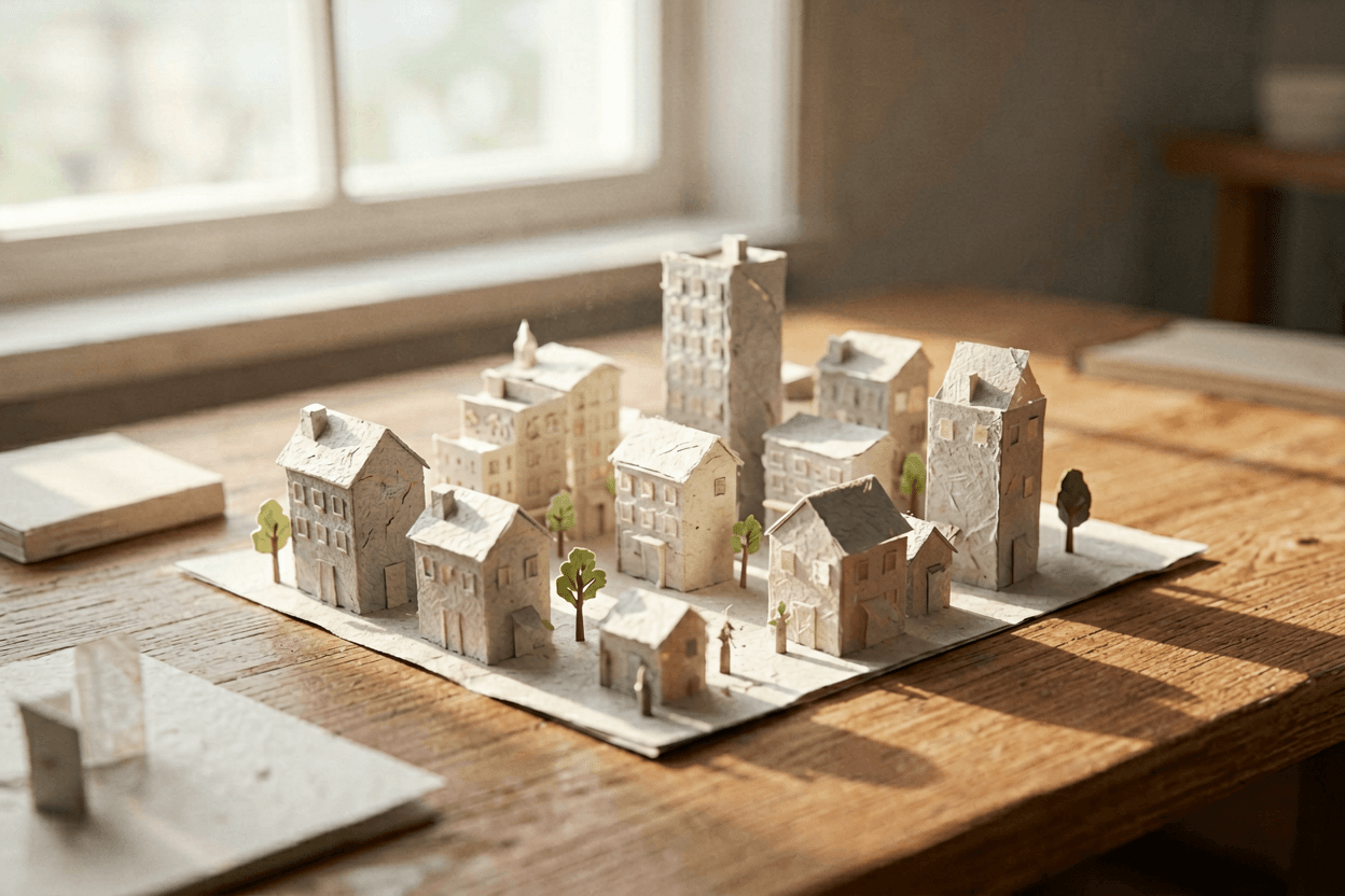 Macro desk paper city