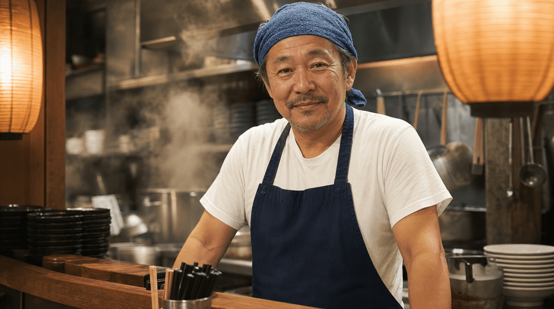 Reference images of the ramen cook and the finished bowl