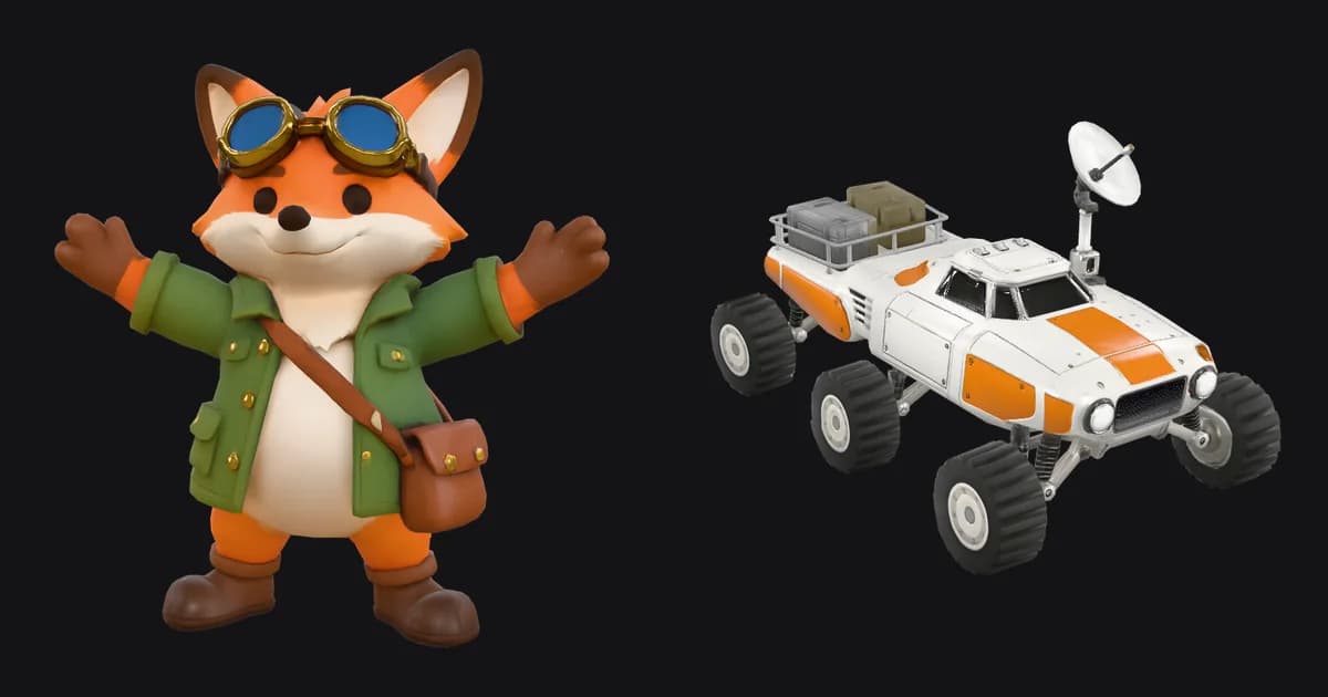 Tripo P2 turns a prompt or one image into a light, game-ready 3D model with PBR textures or a native quad mesh.