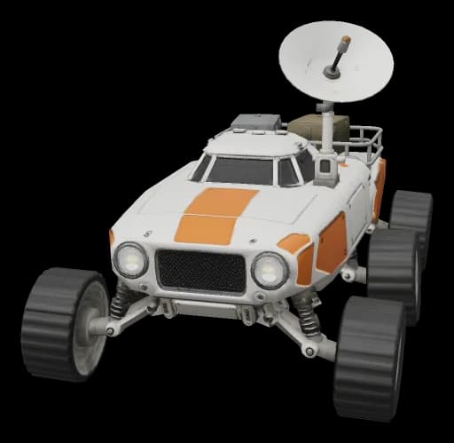Preview render of the Tripo P2 rover generated with quad topology