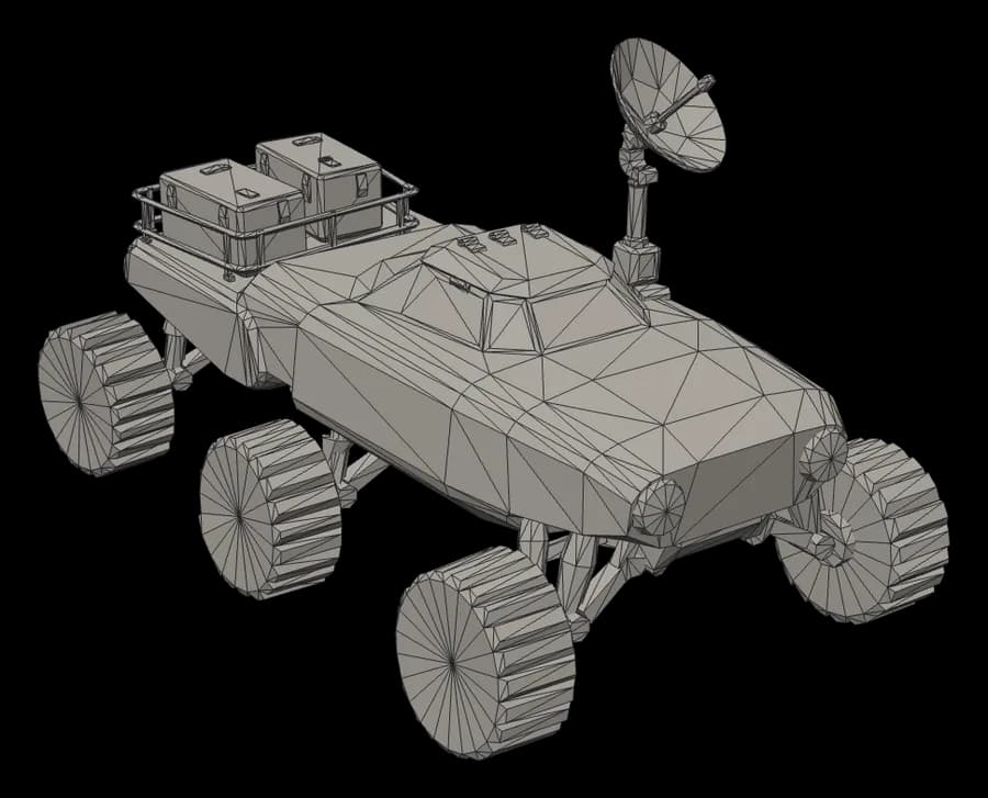 Triangle wireframe of the Tripo P2 rover