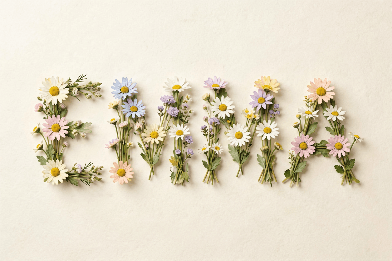 Personalized name rendered with wildflowers