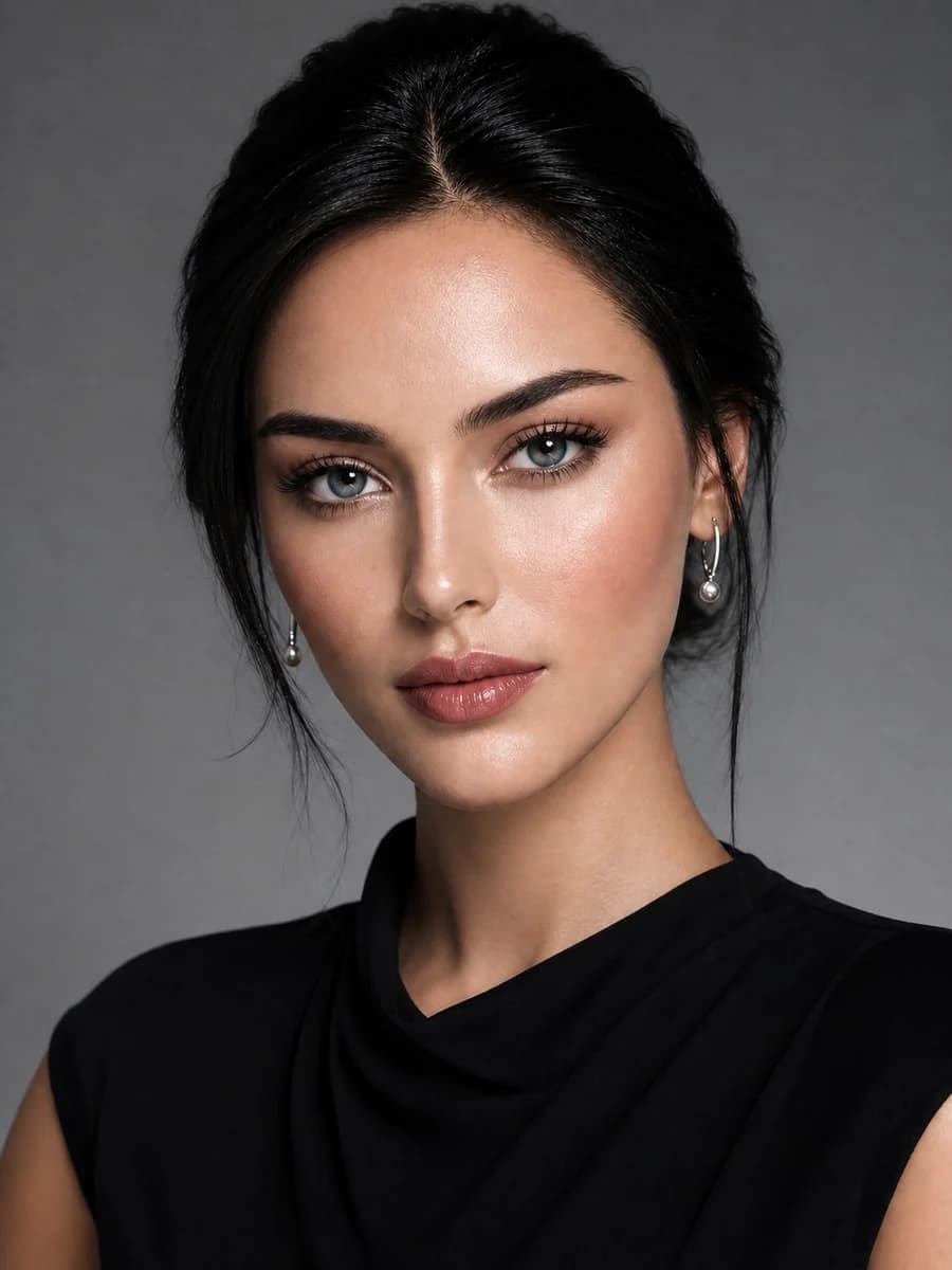 Same AI portrait with believable pores and natural highlight rolloff