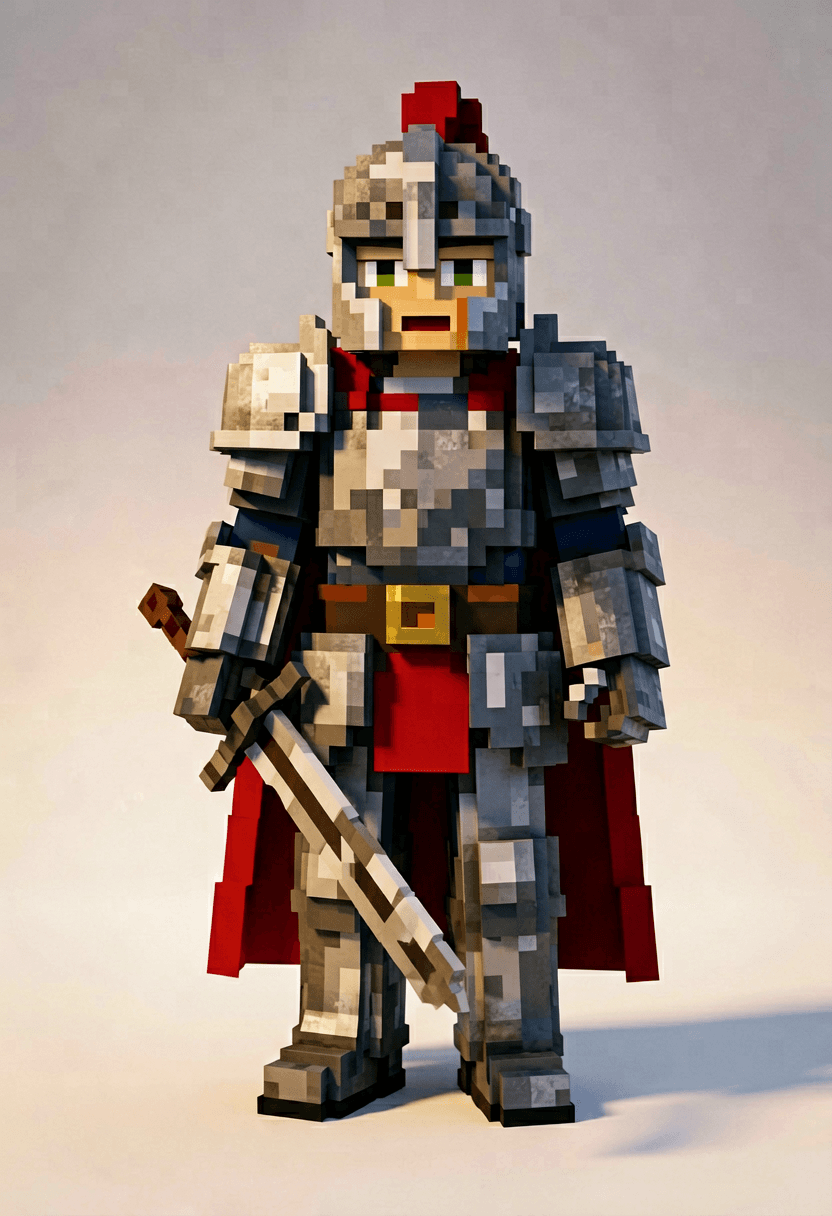 Skin de Minecraft gerada por IA: Cavaleiro medieval