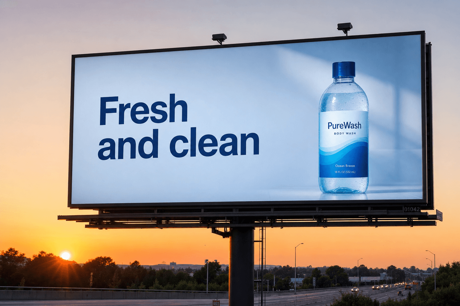 Billboard — exact headline left, product right — GPT Image 2 prompt example