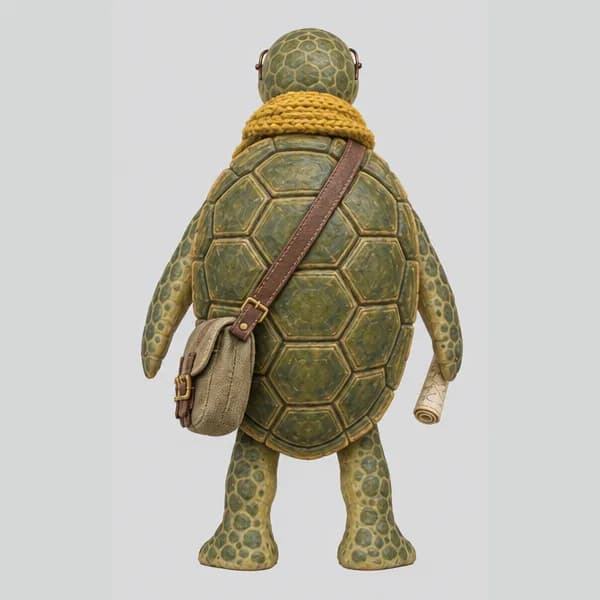 Back view of the turtle figurine drawn for the Meshy 7 multi-image test