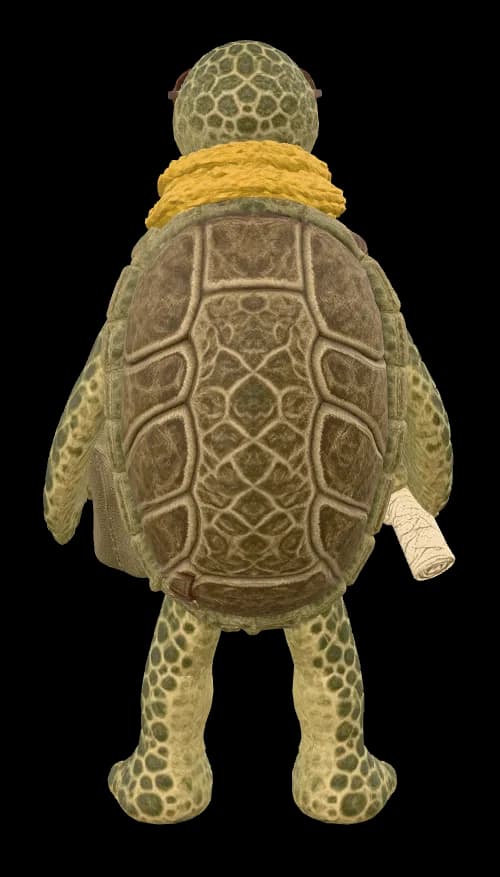 Back of the Meshy 7 front-only turtle model with an invented brown shell