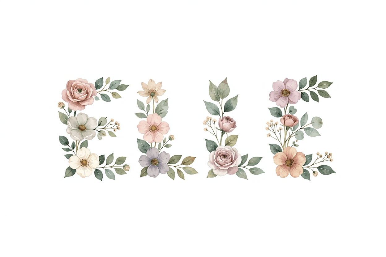 Turn name into flowers for small-business branding — ELLE in minimal botanical capitals.