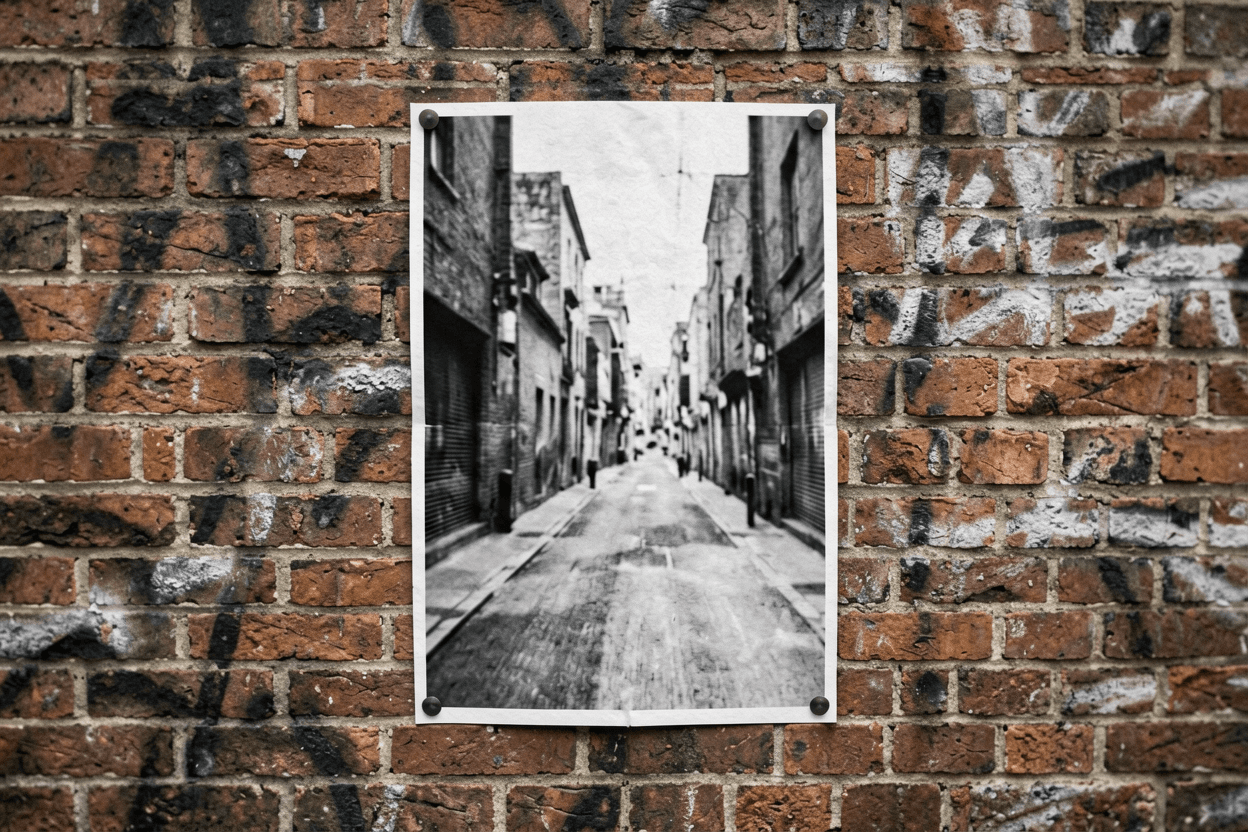 Unwrap Image AI for an angled poster photo that needs a flat layout reference.