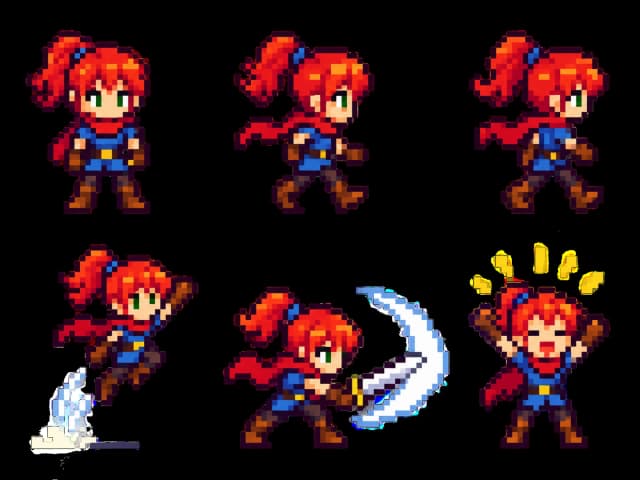 Generated four-direction pixel-art courier sprite sheet