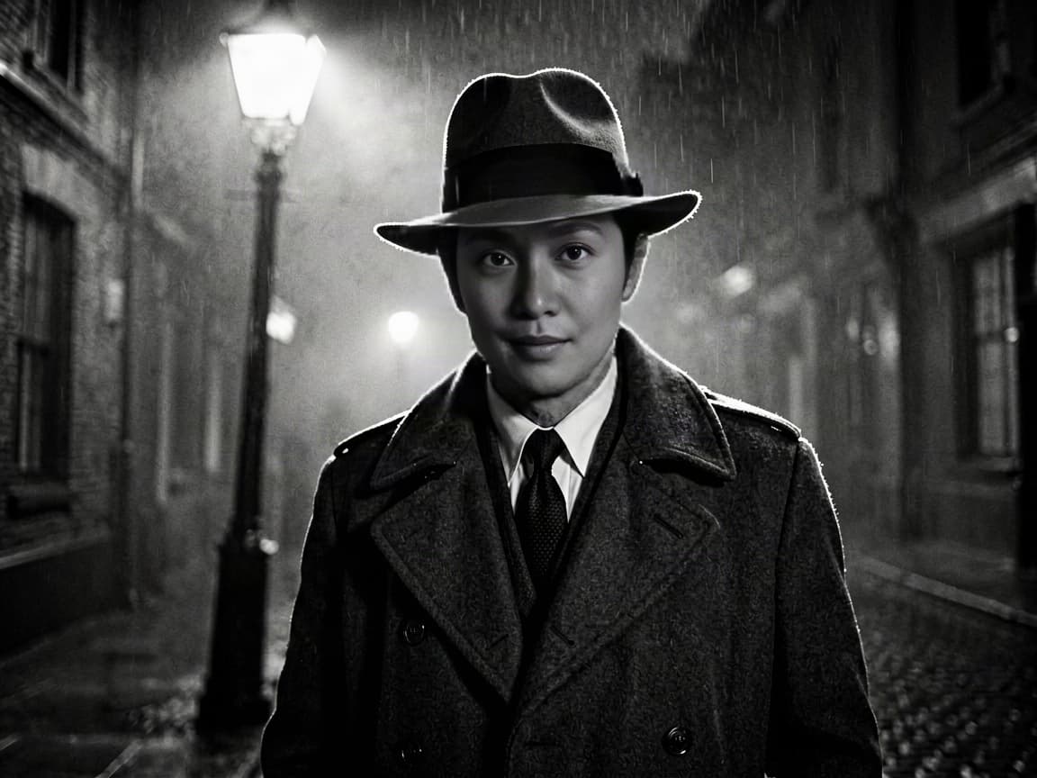 Generated Film noir face swap result